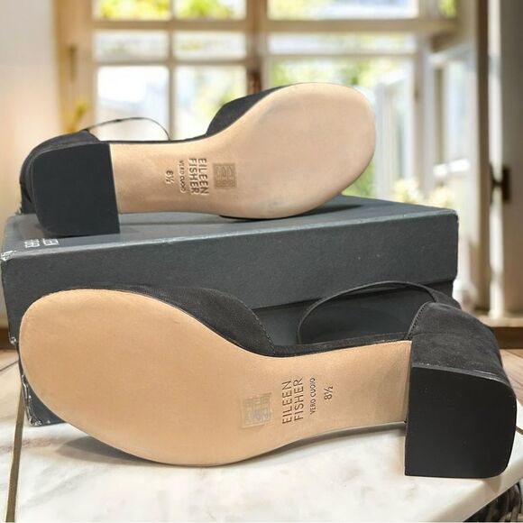 EILEEN FISHER Indi Tumbled Nubuck Pump Closed Toe Ankle Strap Size 8.5 - Picture 10 of 15